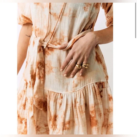 JONATHAN SIMKHAI Orange Gauze Opal Tie Dye Mini Dress Cover Up Size Small $345 - Picture 3 of 12